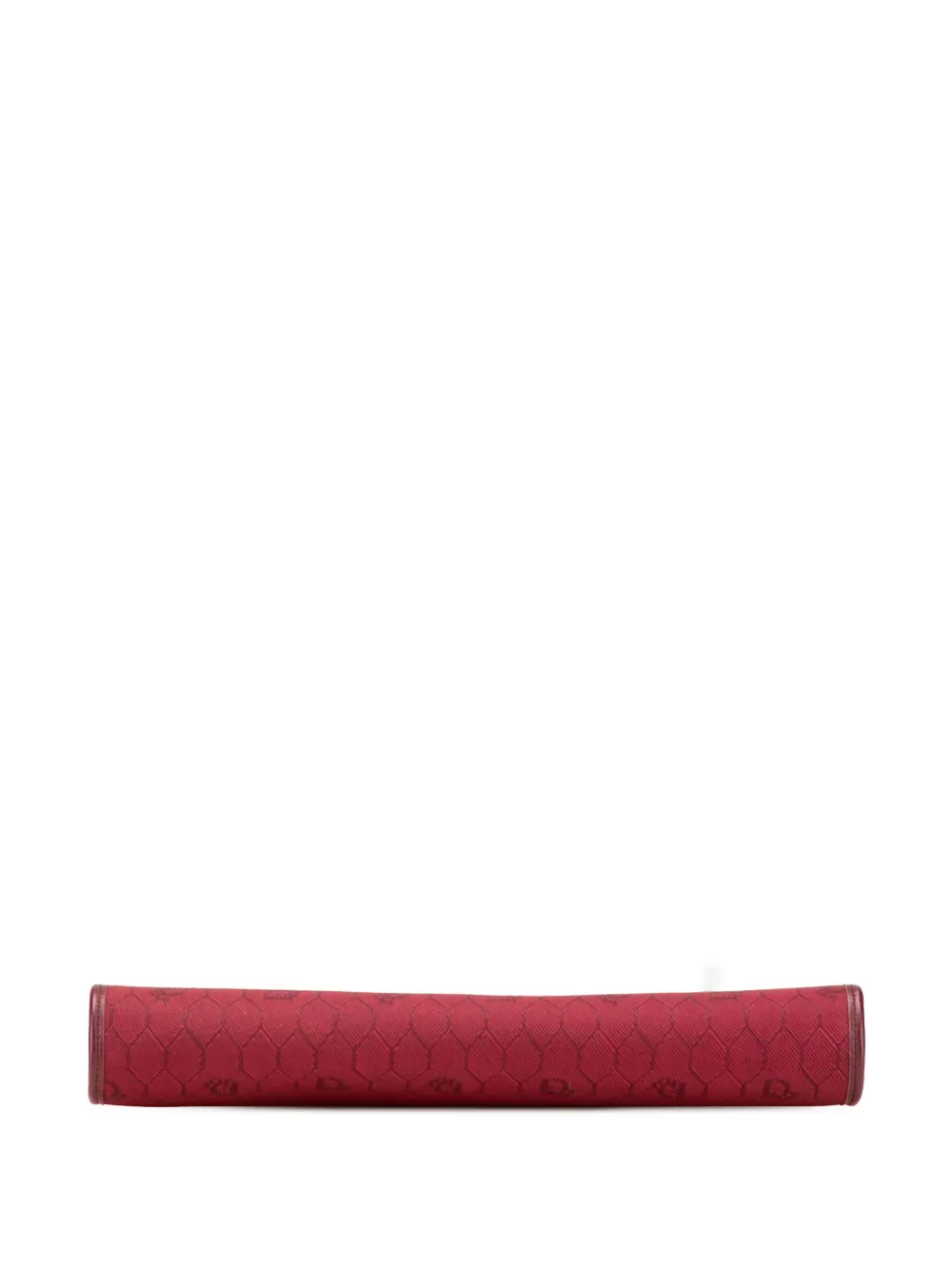 Pre-owned Dior 20th Century Honeycomb Canvas Clutch With Chain Crossbody Bag In Red