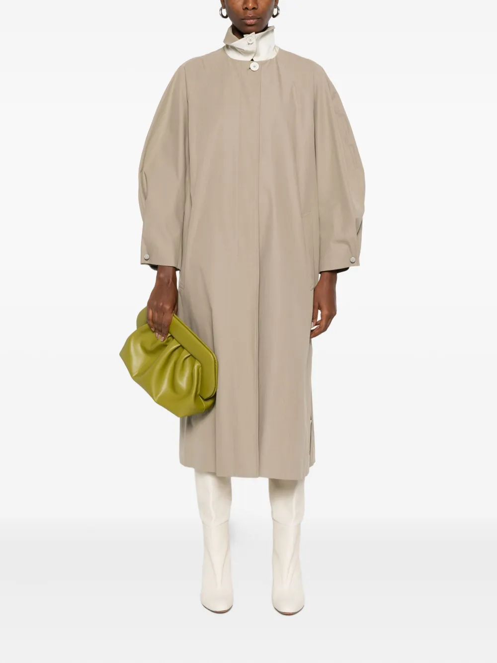Fabiana Filippi Jas met knoopsluiting en raglan mouwen Beige