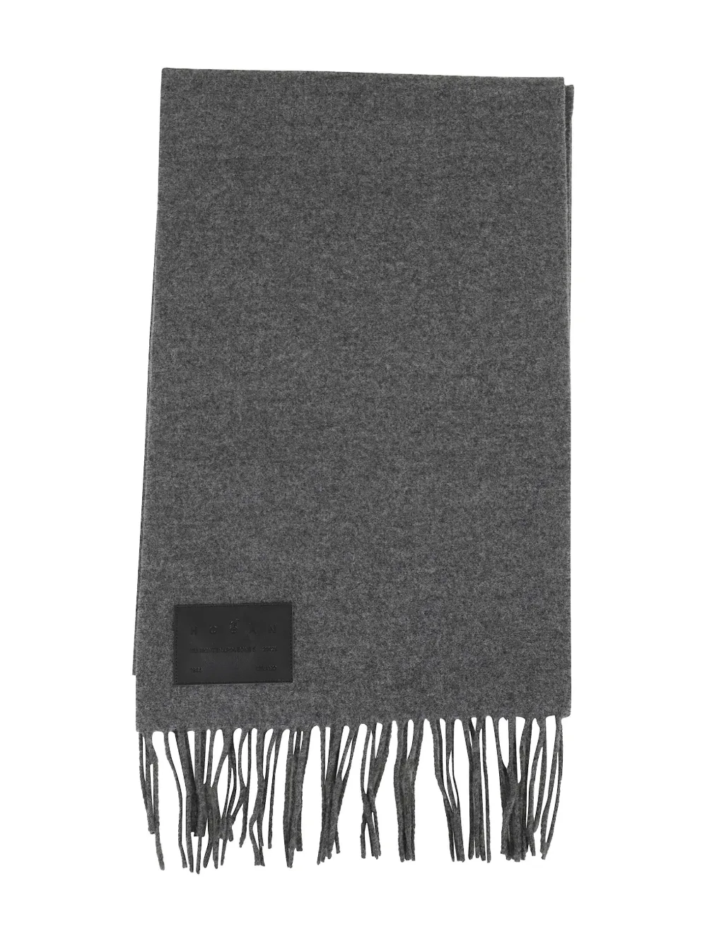 Hogan leather-plaque fringed scarf Grijs