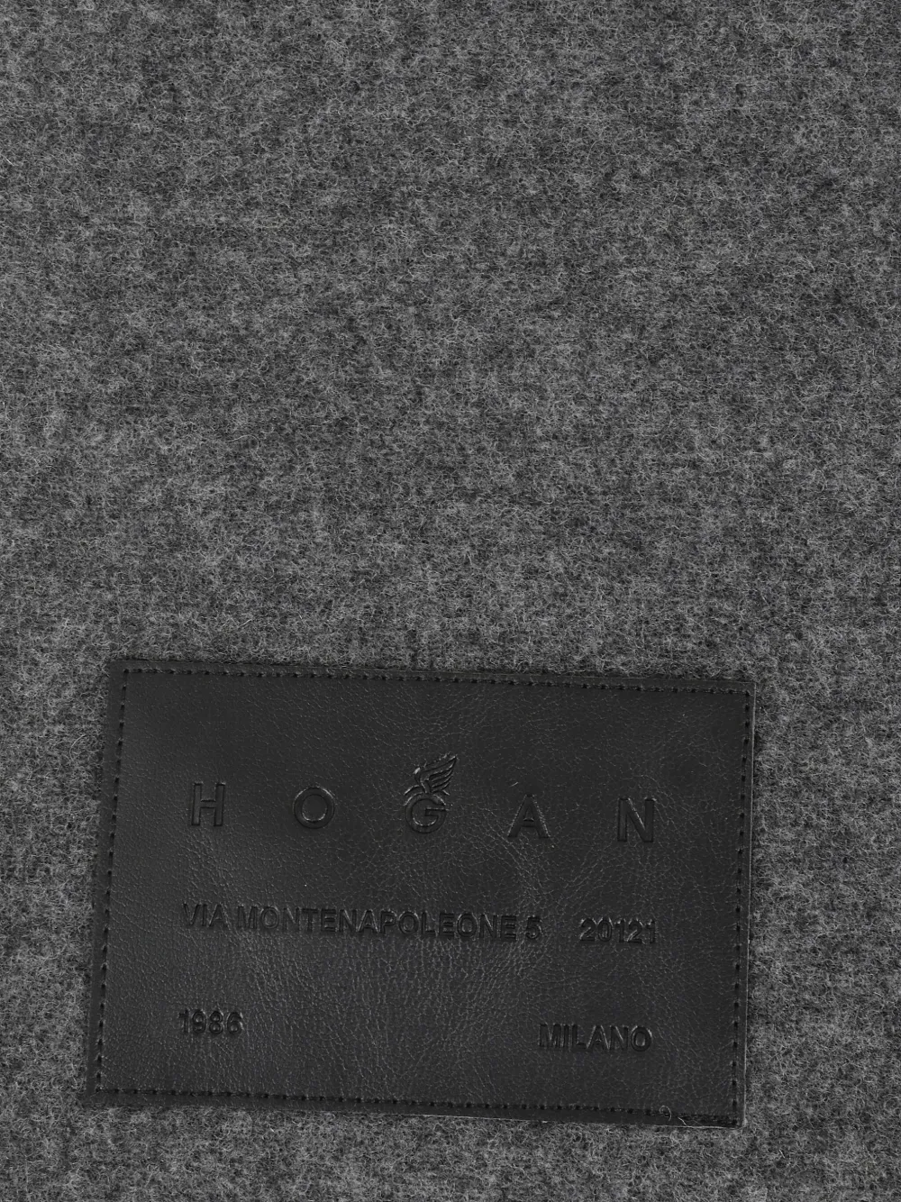 Hogan leather-plaque fringed scarf Grijs