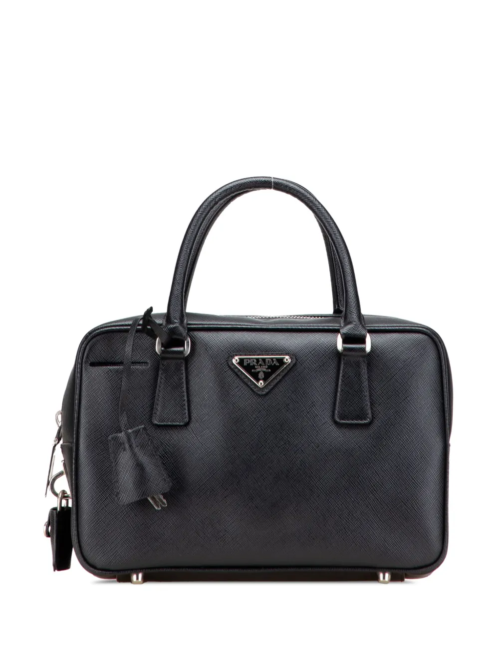 Prada Pre-Owned 2013-2025 サフィアーノ ラックス プティット ボウラーハンドバッグ - ブラック Prada Pre-Owned 2013-2025 サフィアーノ ラックス プティット ボウラーハンドバッグ - ブラック