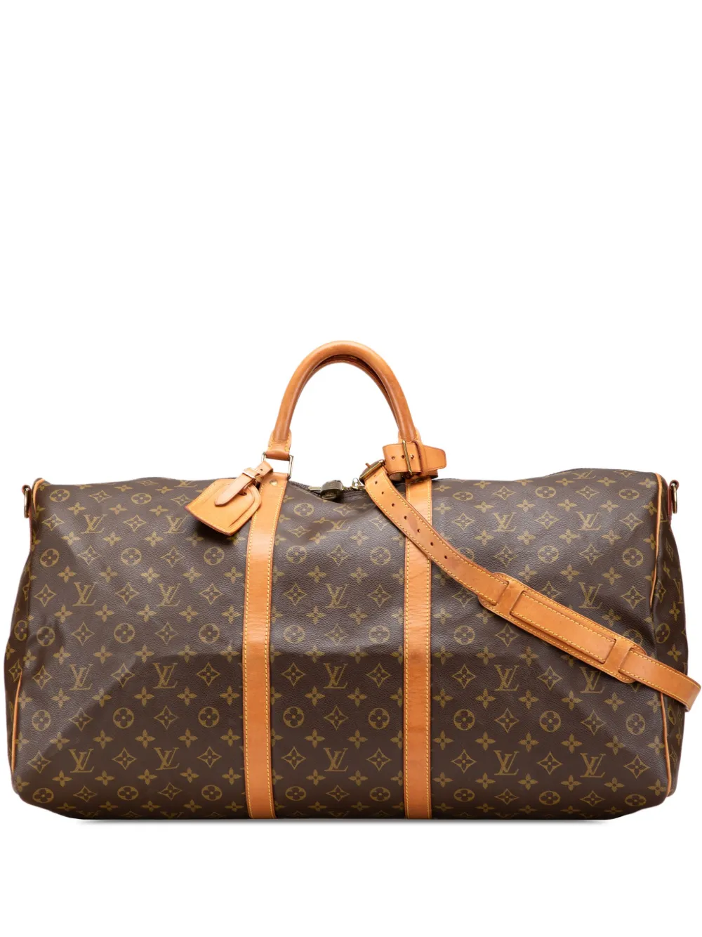 Pre-owned Louis Vuitton 1994 Monogram Keepall Bandouliere 60 Travel Bag In Brown