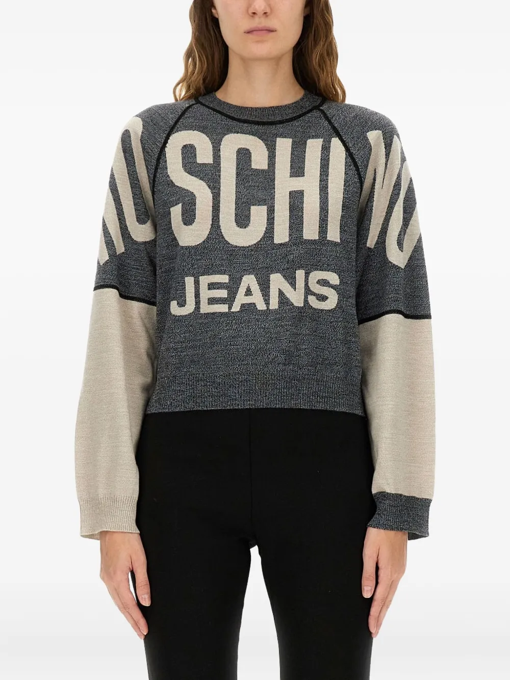 MOSCHINO JEANS logo colour block top - Grau