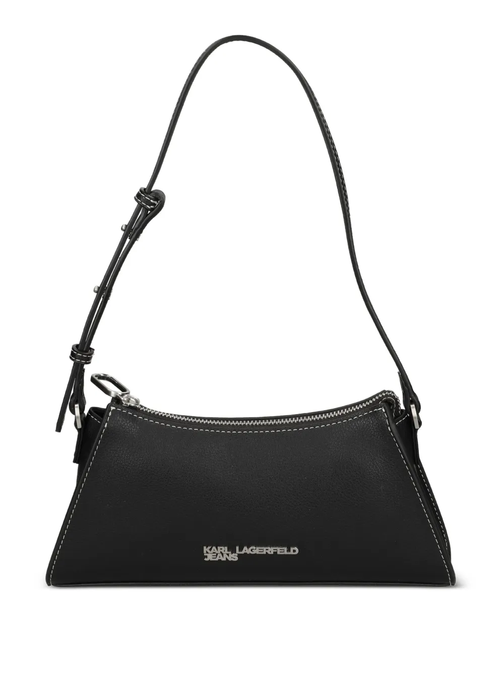 zip-detail curved shoulder bag