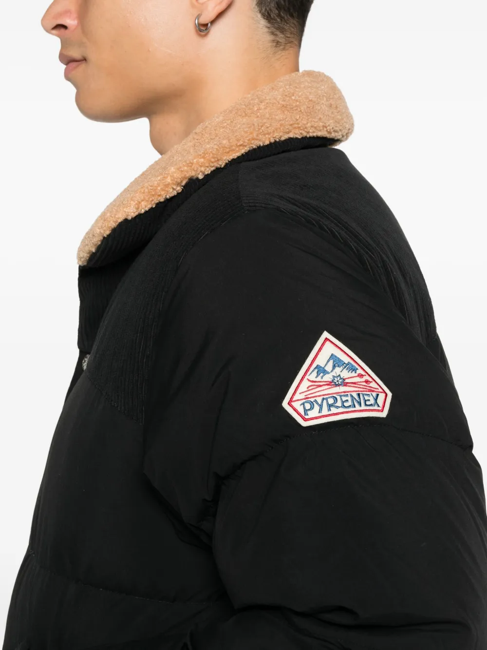 Pyrenex Shearling-collar Padded Jacket In Black