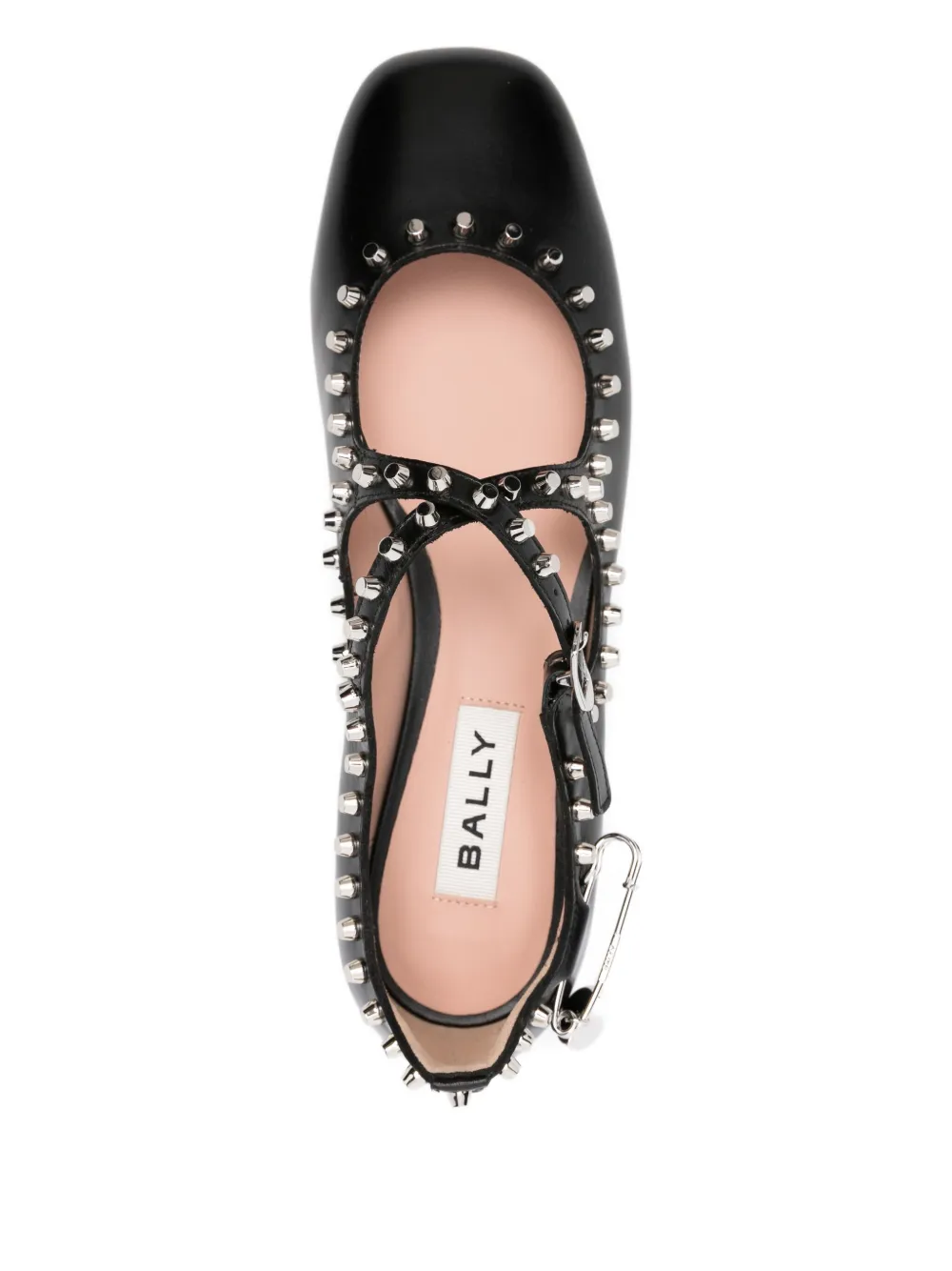 Bally Rina Studded Buckle Flats In Black
