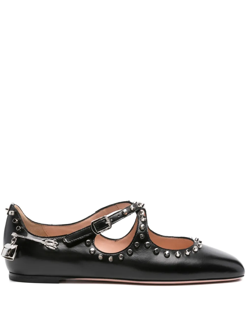 Bally Rina Studded Buckle Flats In Black