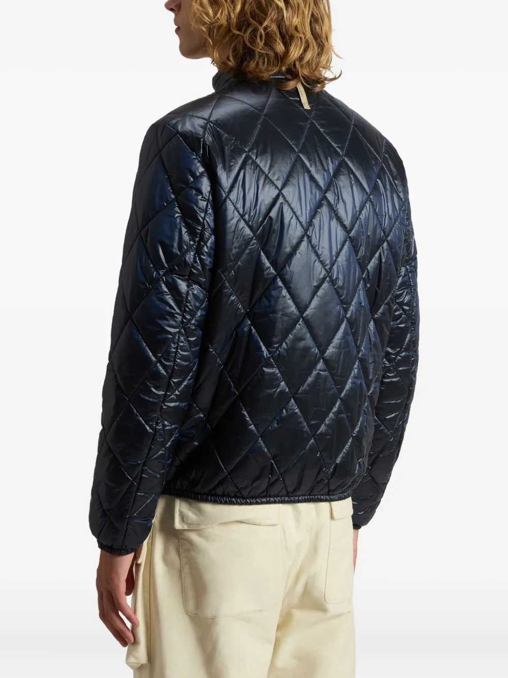 Woolrich Diamond-quilted Zip-front Jacket In Blue