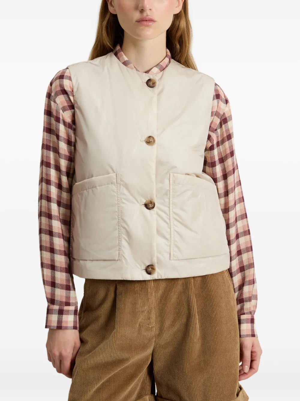 Woolrich Button-fastening Pocket Vest In Neutral
