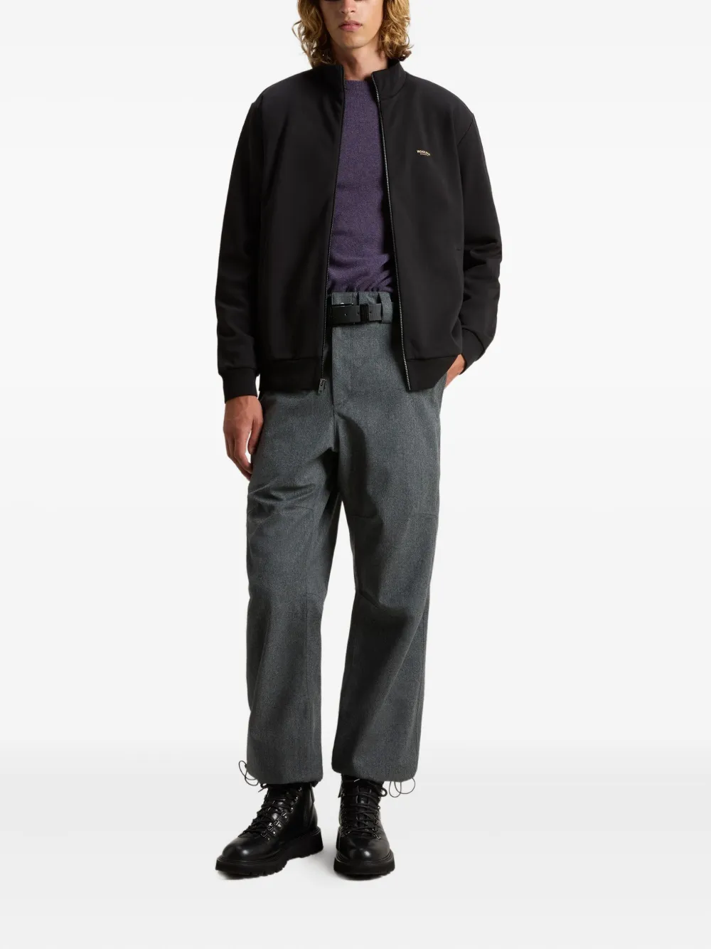 Woolrich Trainingstop met logodetail en rits - Zwart