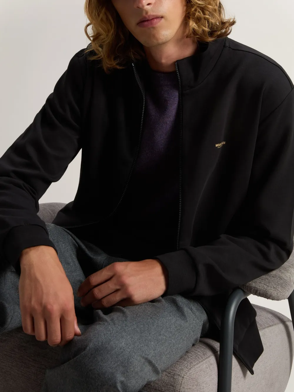 Woolrich Trainingstop met logodetail en rits Zwart