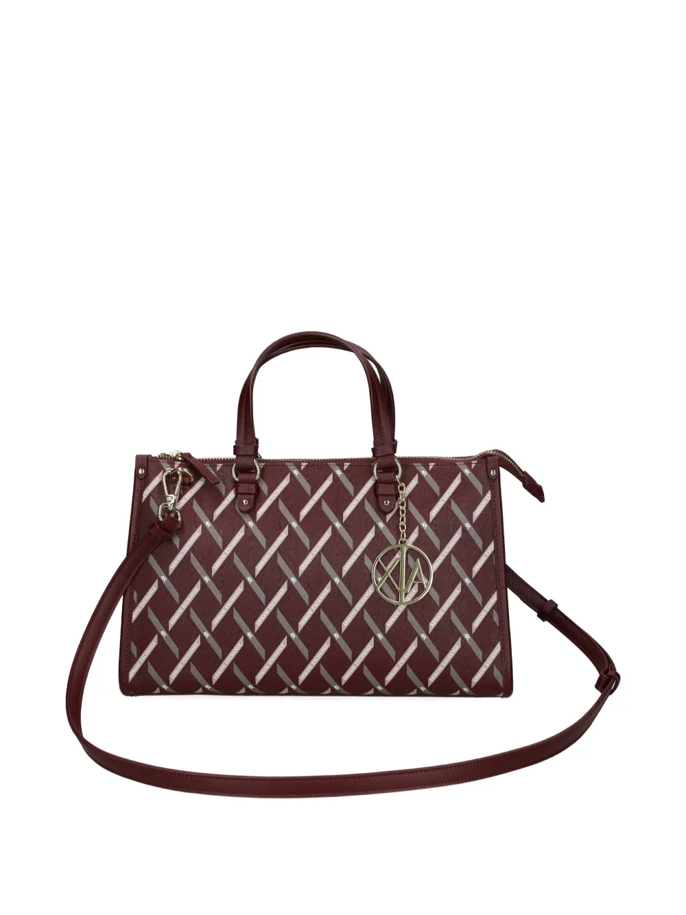 Armani Exchange Gynger Monogram Top-handle Tote Bag In Red