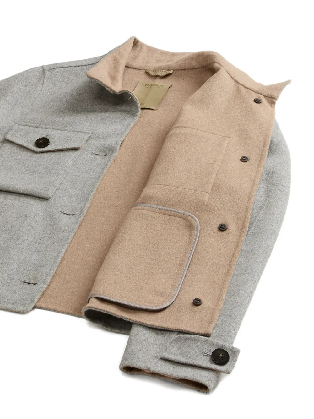 Woolrich Jack met klepzak en lange mouwen Grijs