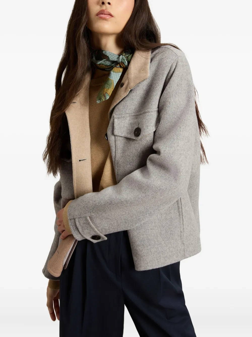 Woolrich Jack met klepzak en lange mouwen Grijs