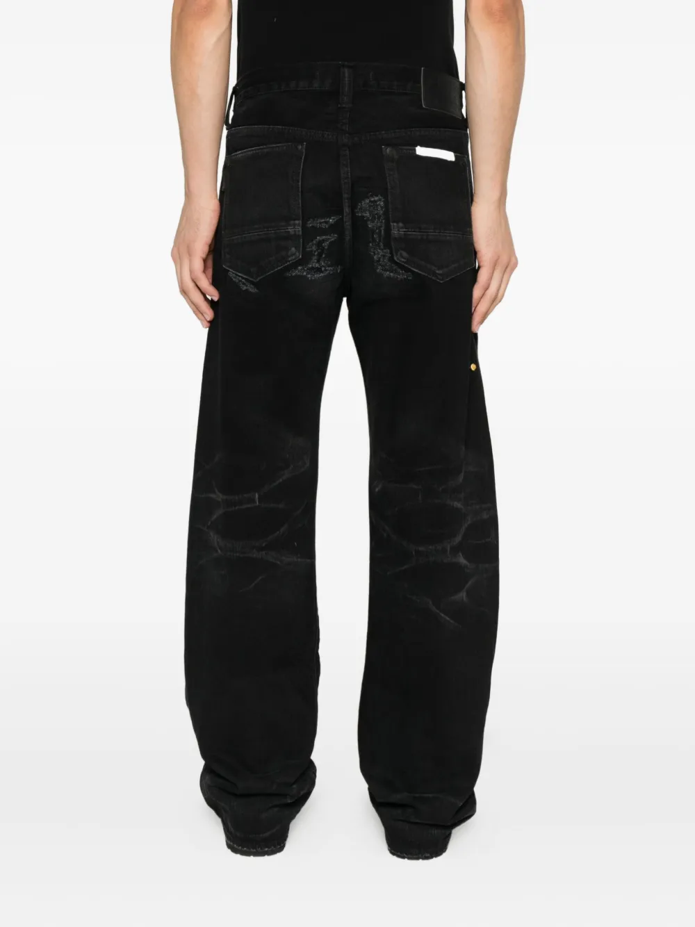 Mastercraft Union Distressed Faded-wash Jeans In Black