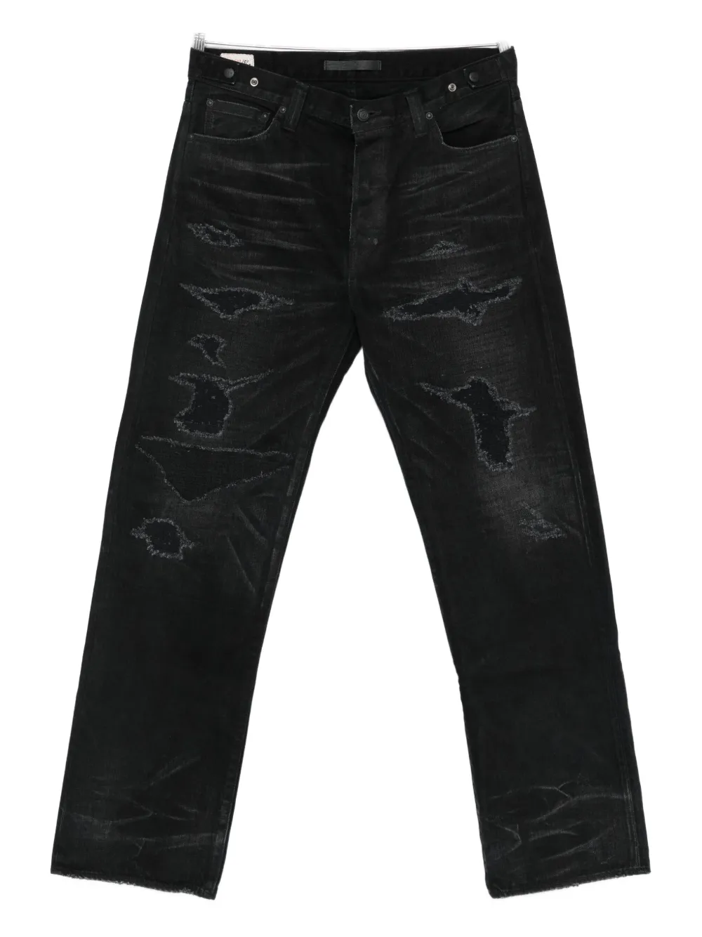 distressed faded-wash jeans