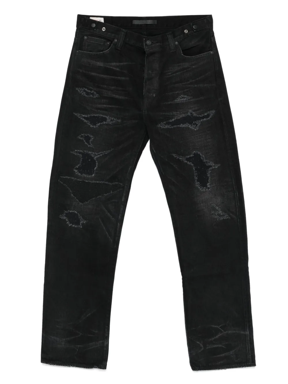 distressed faded-wash jeans