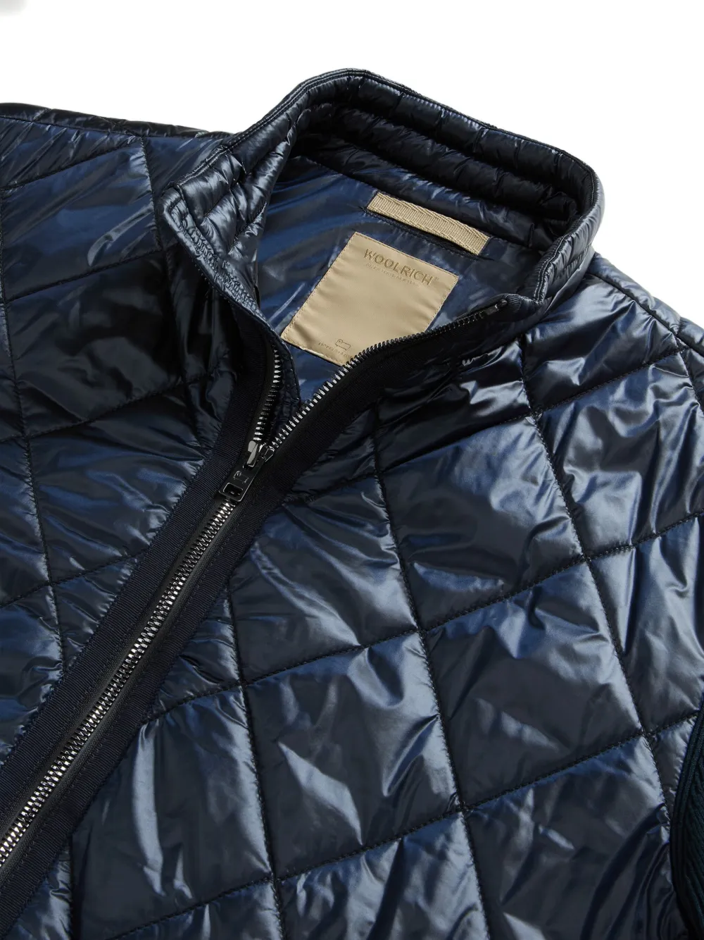 Woolrich quilted knit-panel jacket Blauw