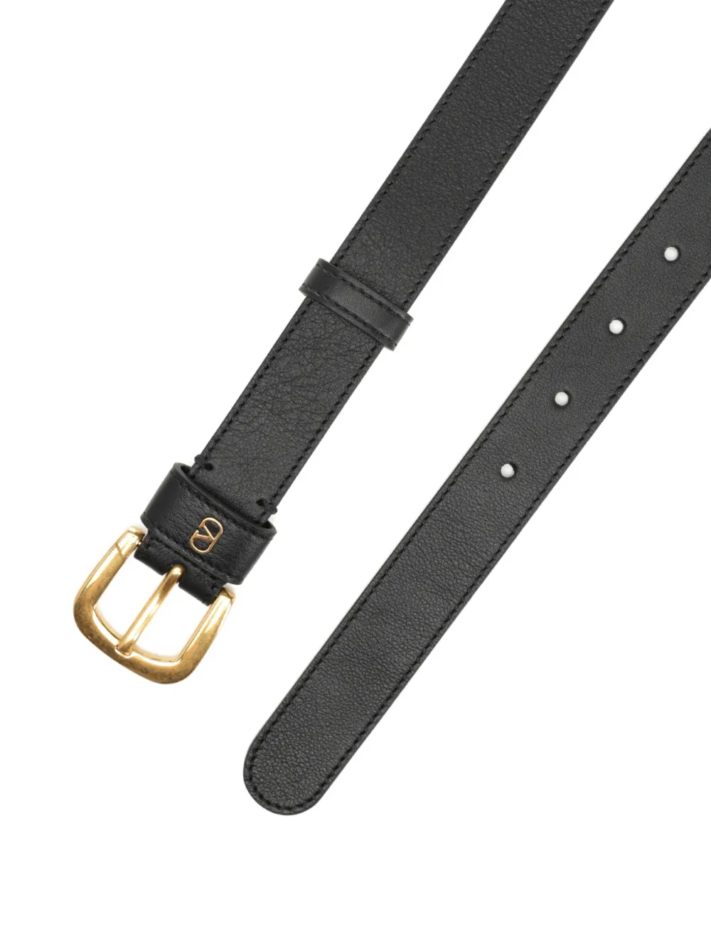 Valentino Garavani gold-buckle leather belt - Zwart
