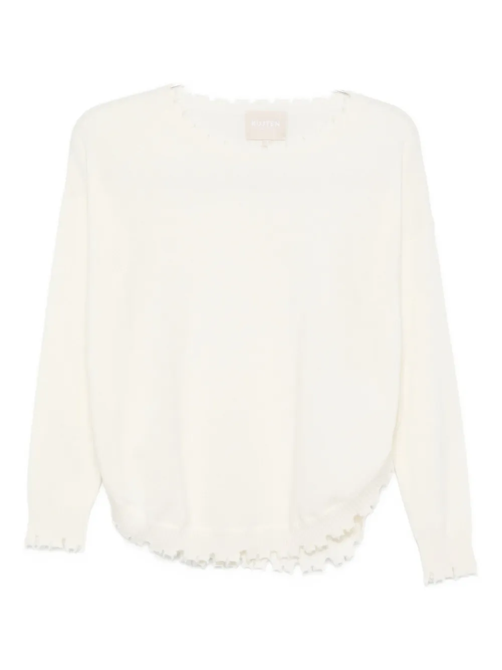 Kujten Ruffled Cashmere Top In White