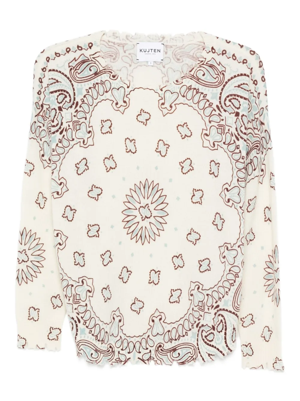 paisley-print ribbed-knit top
