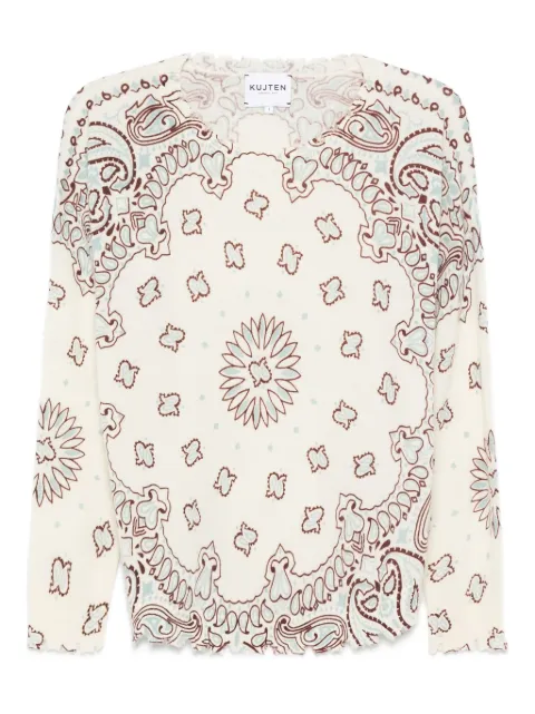 kujten paisley-print ribbed-knit top