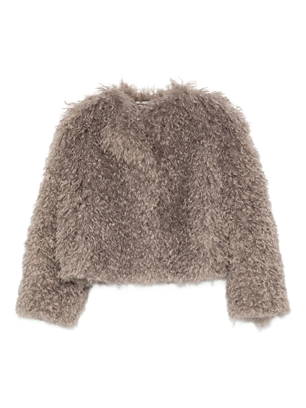 teddy-textured cropped jacket