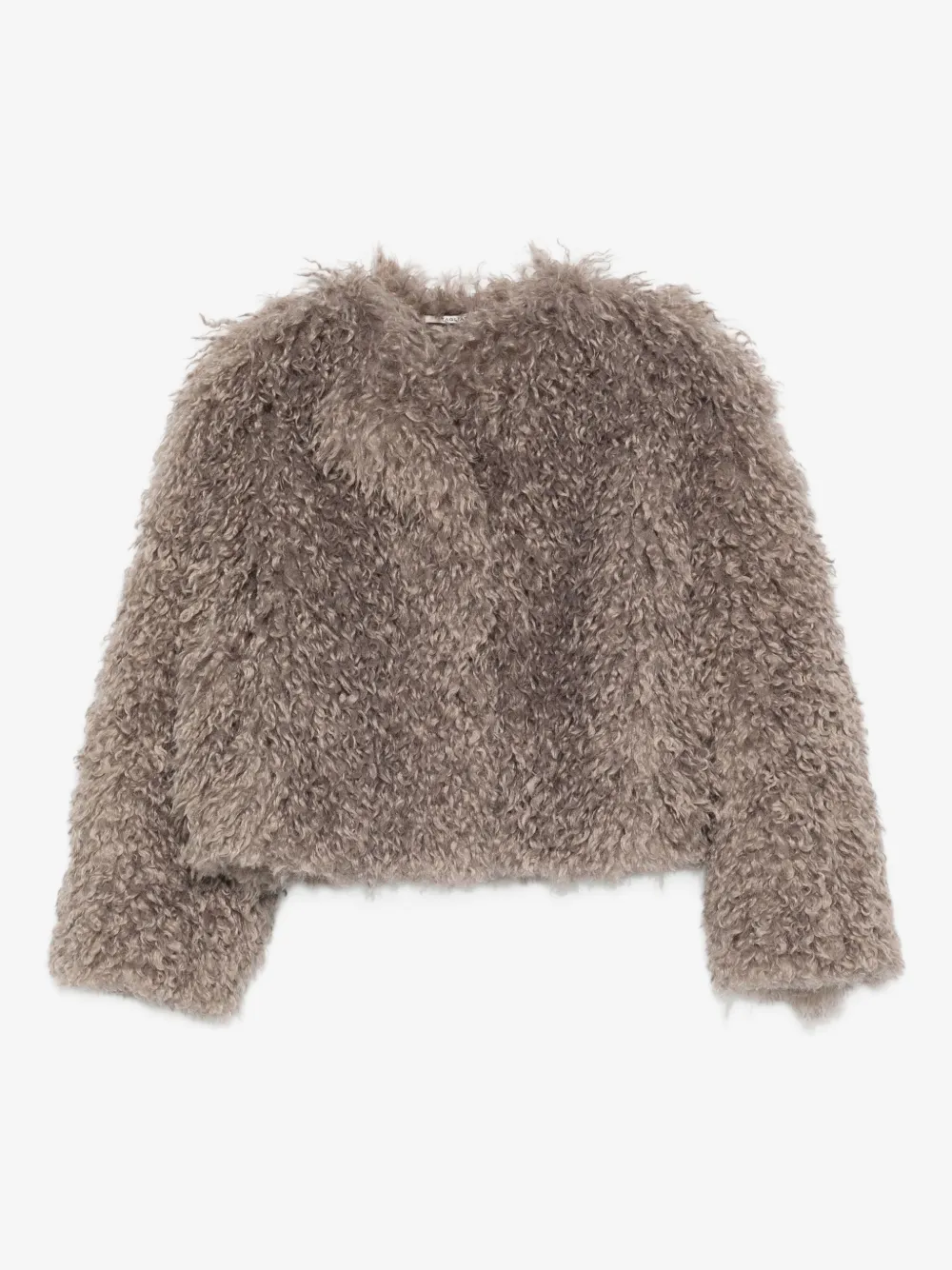 teddy-textured cropped jacket