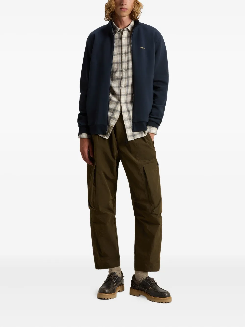 Woolrich Trainingstop met logodetail en rits - Blauw
