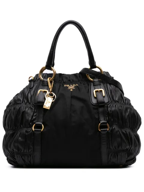 Prada Pre-Owned 2010-2025 Tessuto and Nappa Gaufre satchel