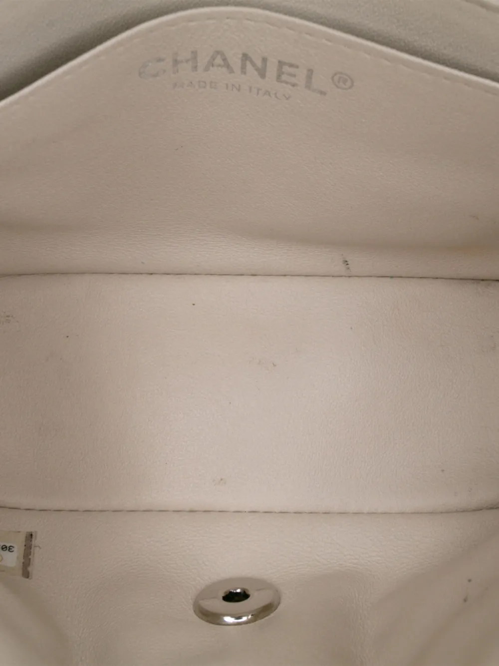 Pre-owned Chanel 2020 Mini Square Classic Chevron Lambskin Single Flap Crossbody Bag In White