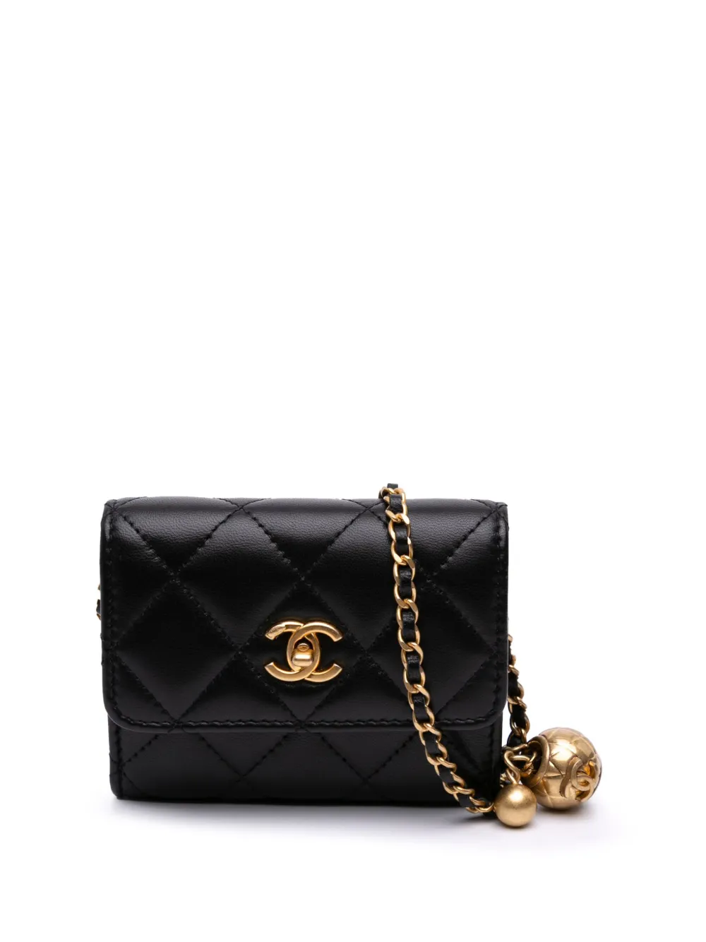 CHANEL Pre-Owned 2021-2025 Quilted Lambskin Pearl Crush Clutch With CHANEL Pre-Owned 2021-2025 Quilted Lambskin Pearl Crush Clutch With