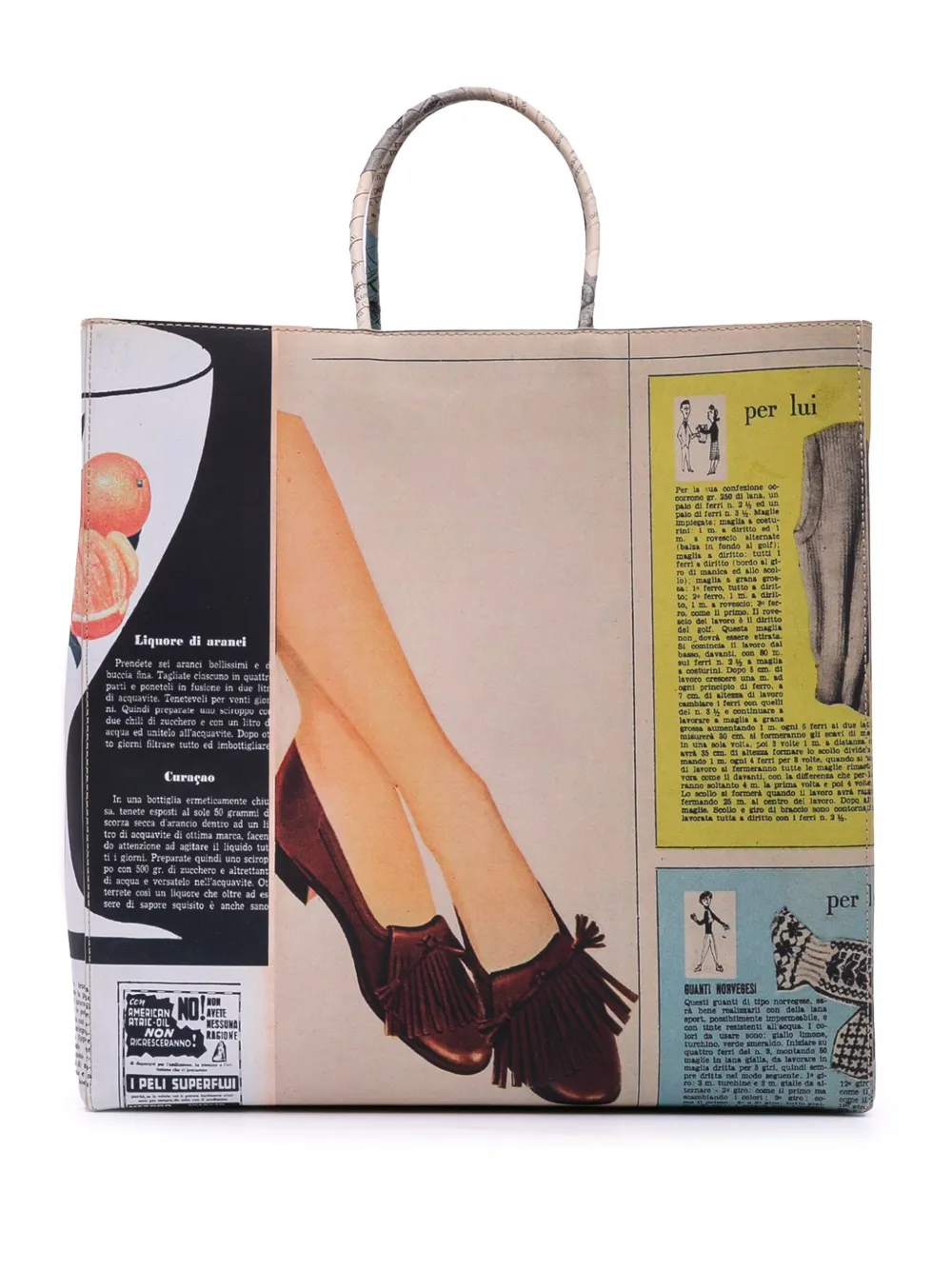 Pre-owned Bottega Veneta 2012-2025 Printed Calfskin The Medium Newspaper Tote Bag In Brown