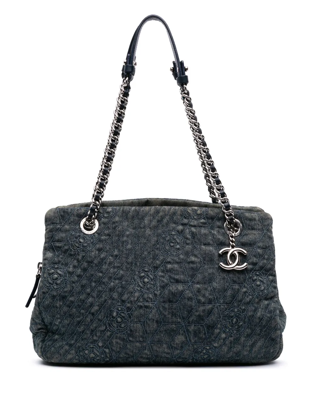 2012 Denim Camellia Embroidered Shopping tote bag