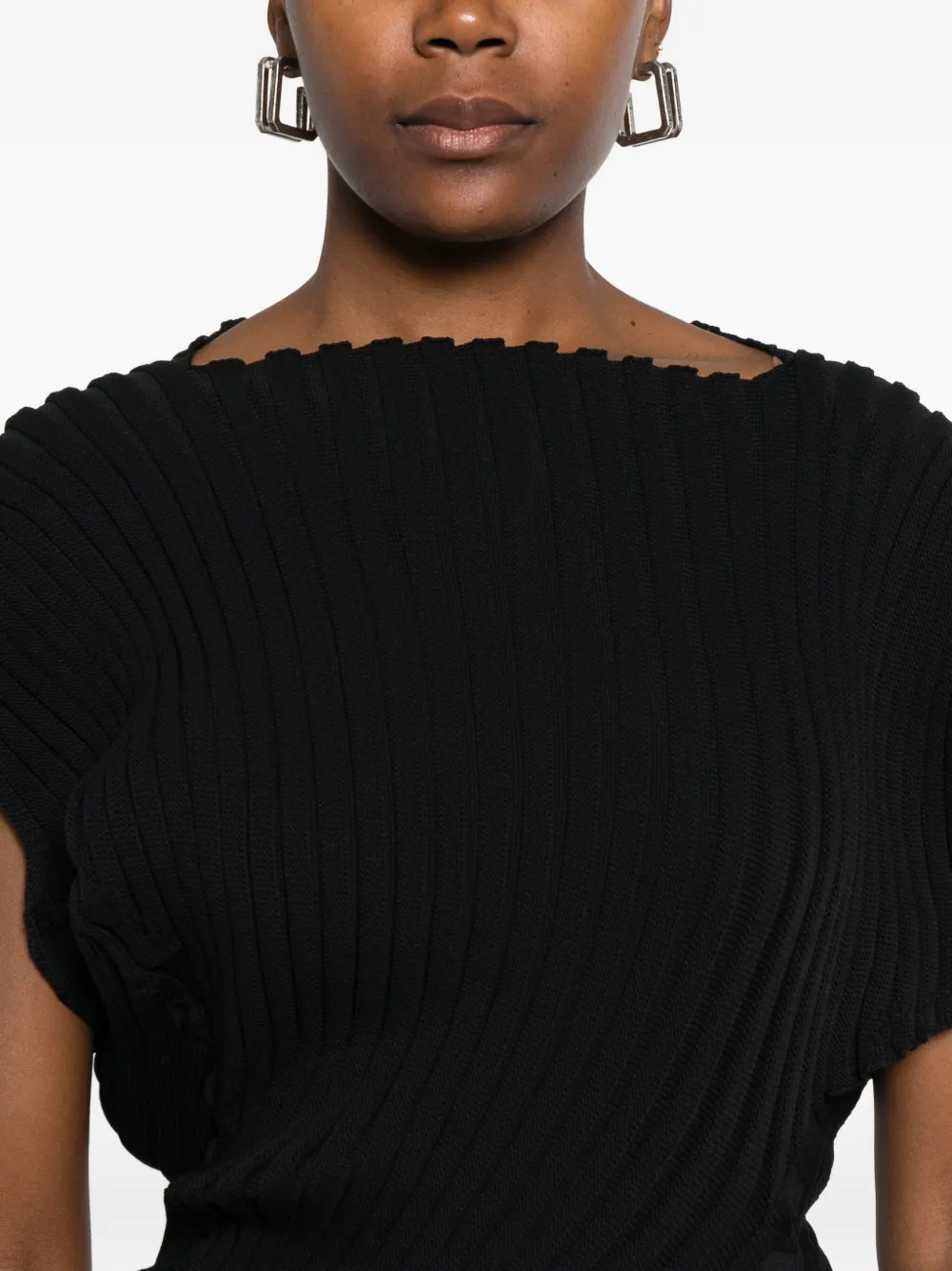Issey Miyake (As It Is) geribbelde asymmetrische top Zwart
