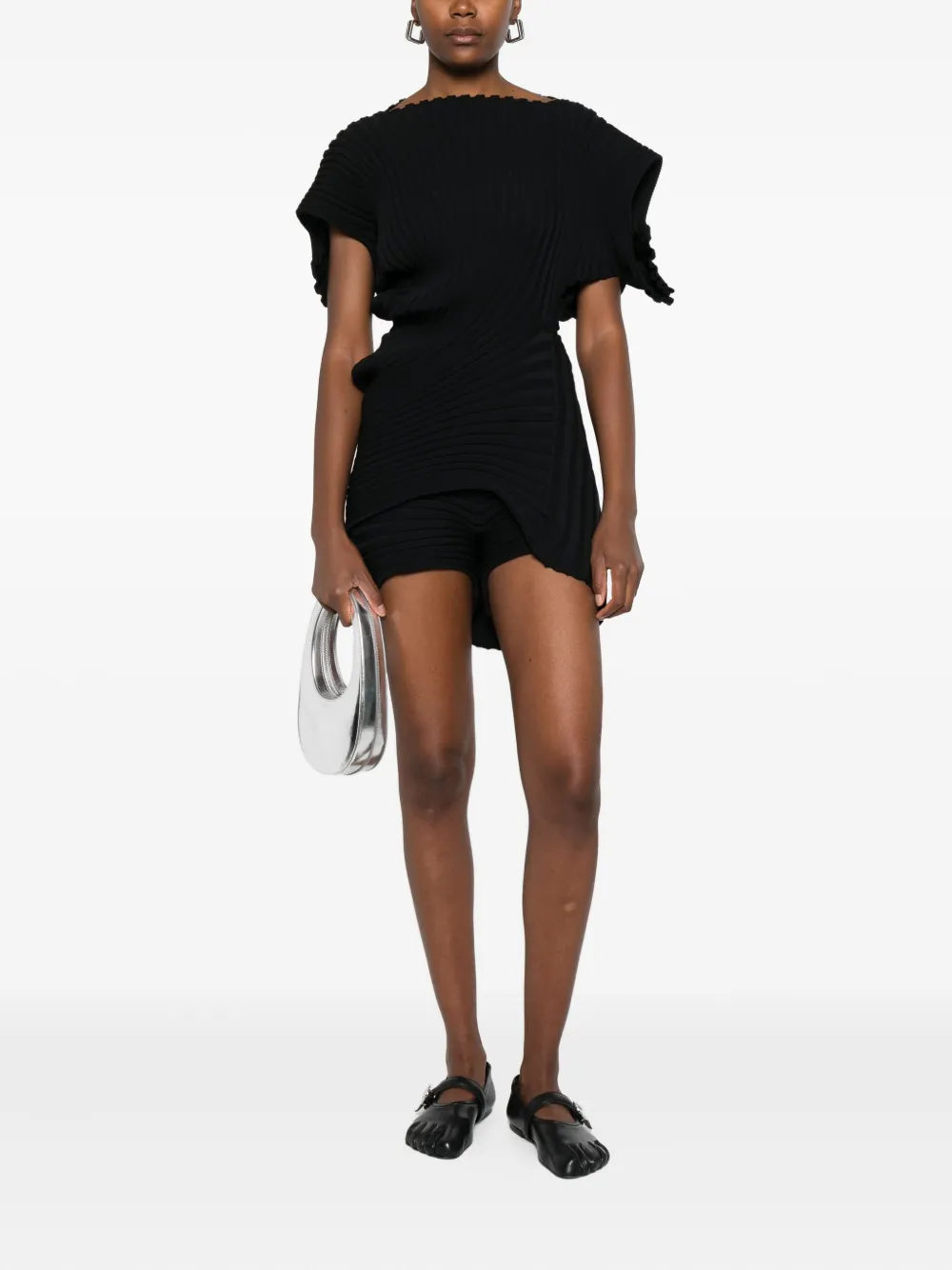 Issey Miyake (As It Is) geribbelde asymmetrische top - Zwart