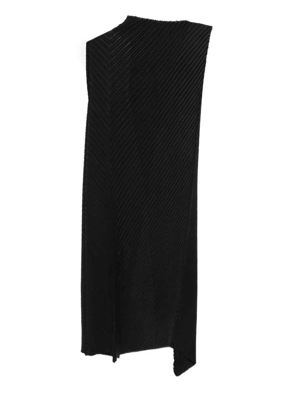 Issey Miyake pleated sleeveless asymmetrical dress | Black | Image 1