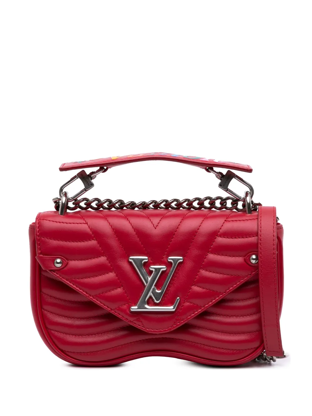 Pre-owned Louis Vuitton 2019 New Wave Chain Bag Pm Satchel In Red