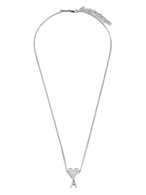 ami シルバー ハートネックレス シルバー ベーシック ハート ペンダント ネックレス / Silver