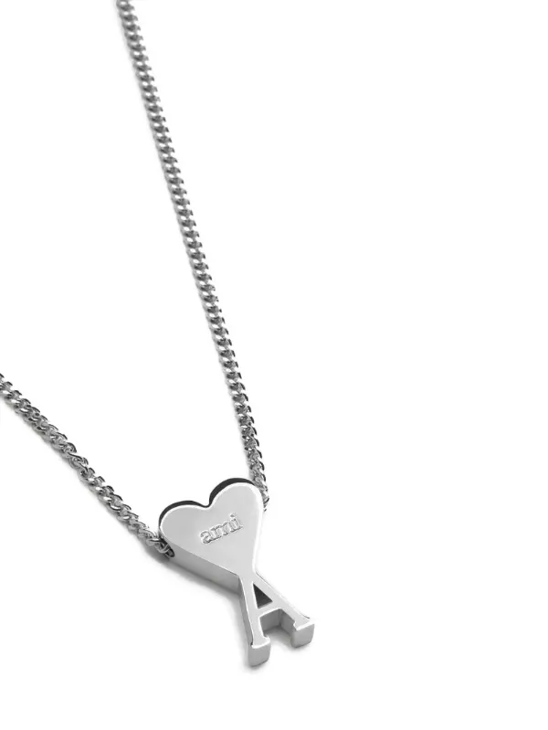 ami シルバーネックレス ハートとバー Ami De Coeur チェーンネックレス シルバー | AMI PARIS