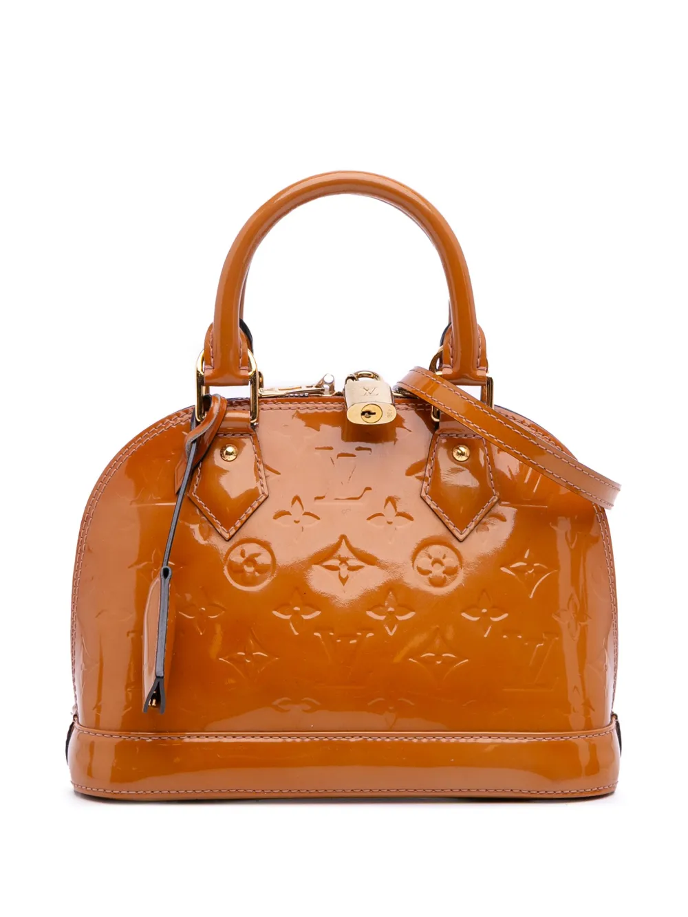 Pre-owned Louis Vuitton 2013 Monogram Vernis Alma Bb Satchel In Brown