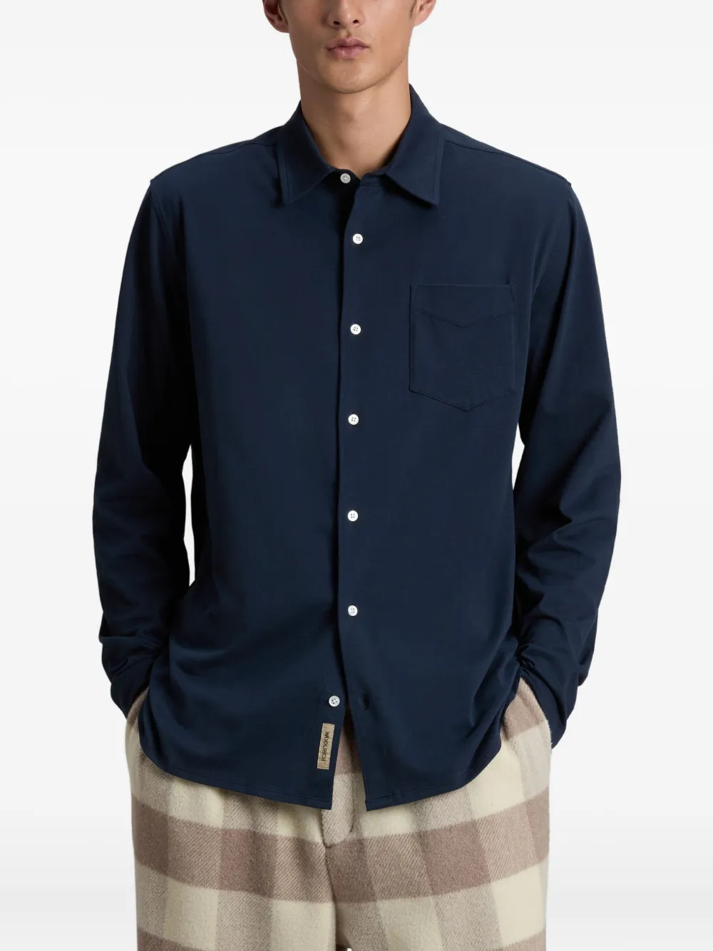 Woolrich Jersey overhemd met borstzak Blauw