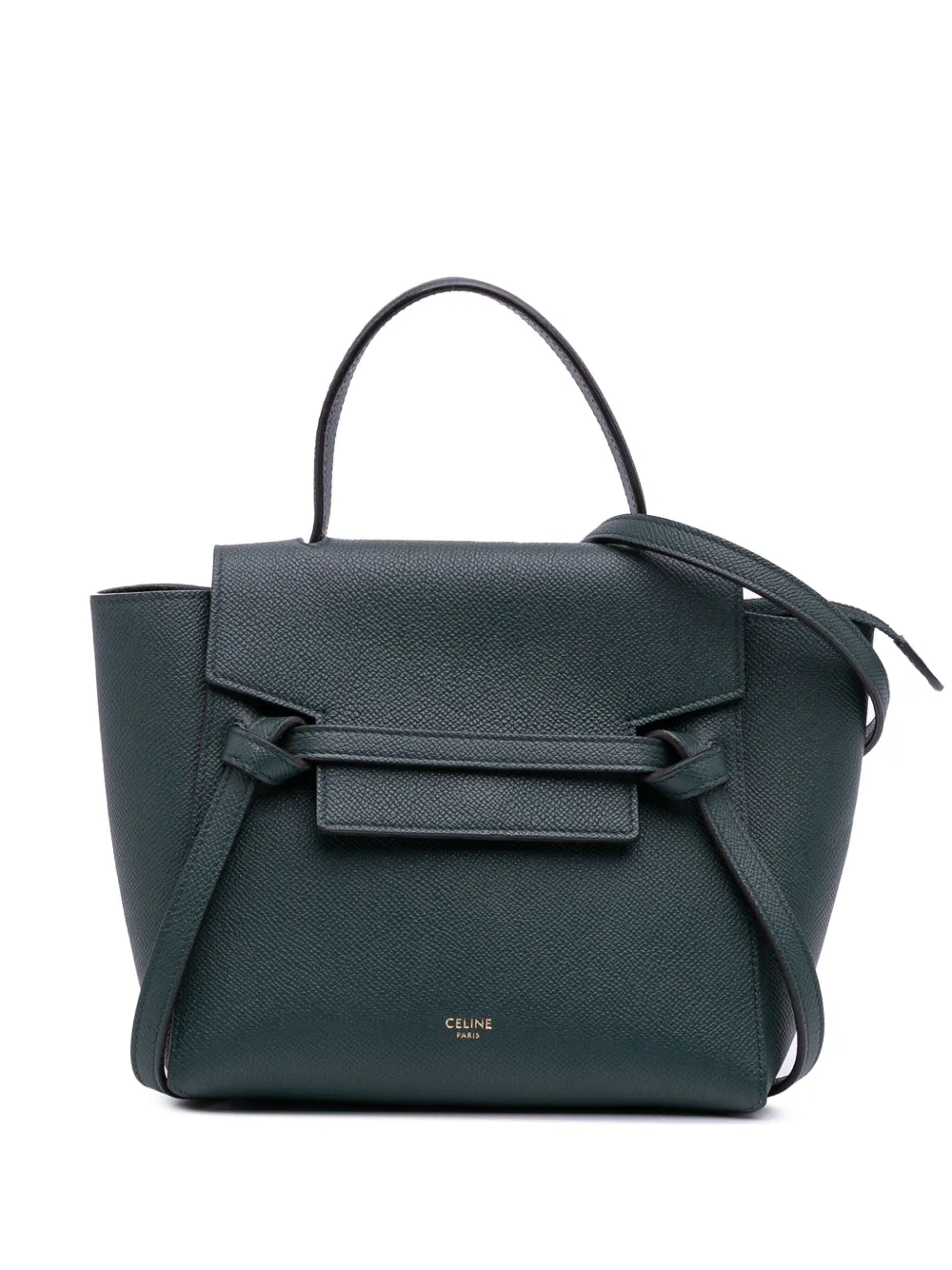 Céline Pre-Owned 2021-2025 ナノ グレインカーフスキン ベルトバッグ サッチェル - グリーン Céline Pre-Owned 2021-2025 ナノ グレインカーフスキン ベルトバッグ サッチェル - グリーン