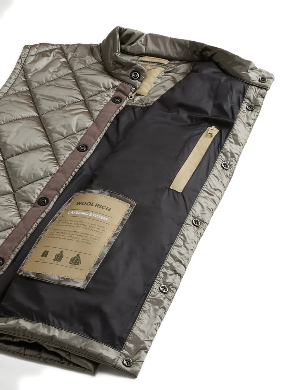 Woolrich Diamond-quilting Vest In Brown