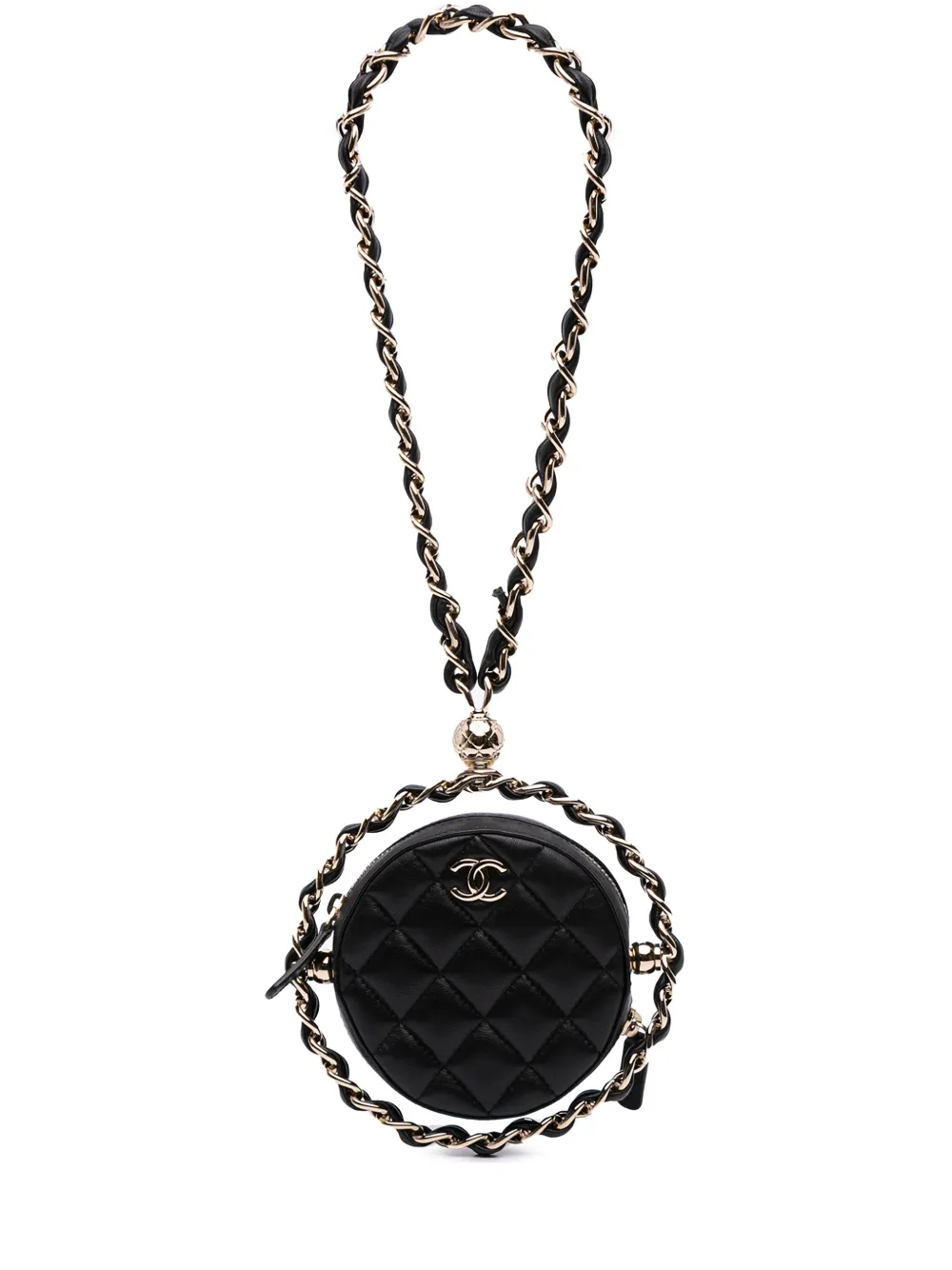 CHANEL Pre-Owned 2021 ココマーク マトラッセ ラムスキン ラウンド チェーンアラウンド クラッチウィズチェーン CHANEL Pre-Owned 2021 ココマーク マトラッセ ラムスキン ラウンド チェーンアラウンド クラッチウィズチェーン