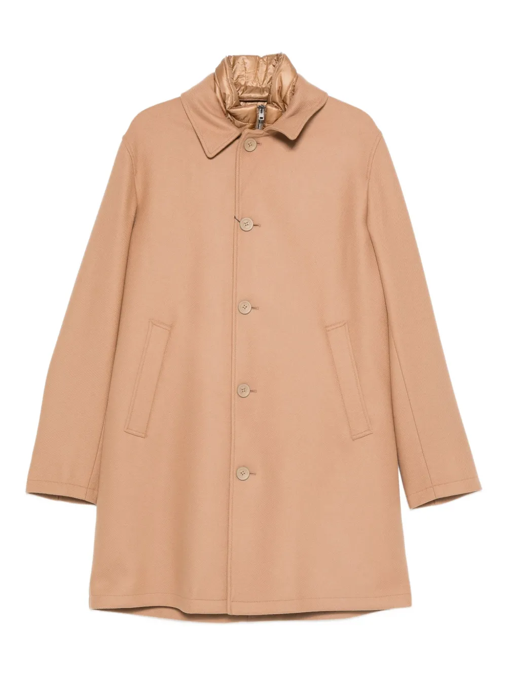 Herno Padded Coat With Collared Design And Pockets In Brown