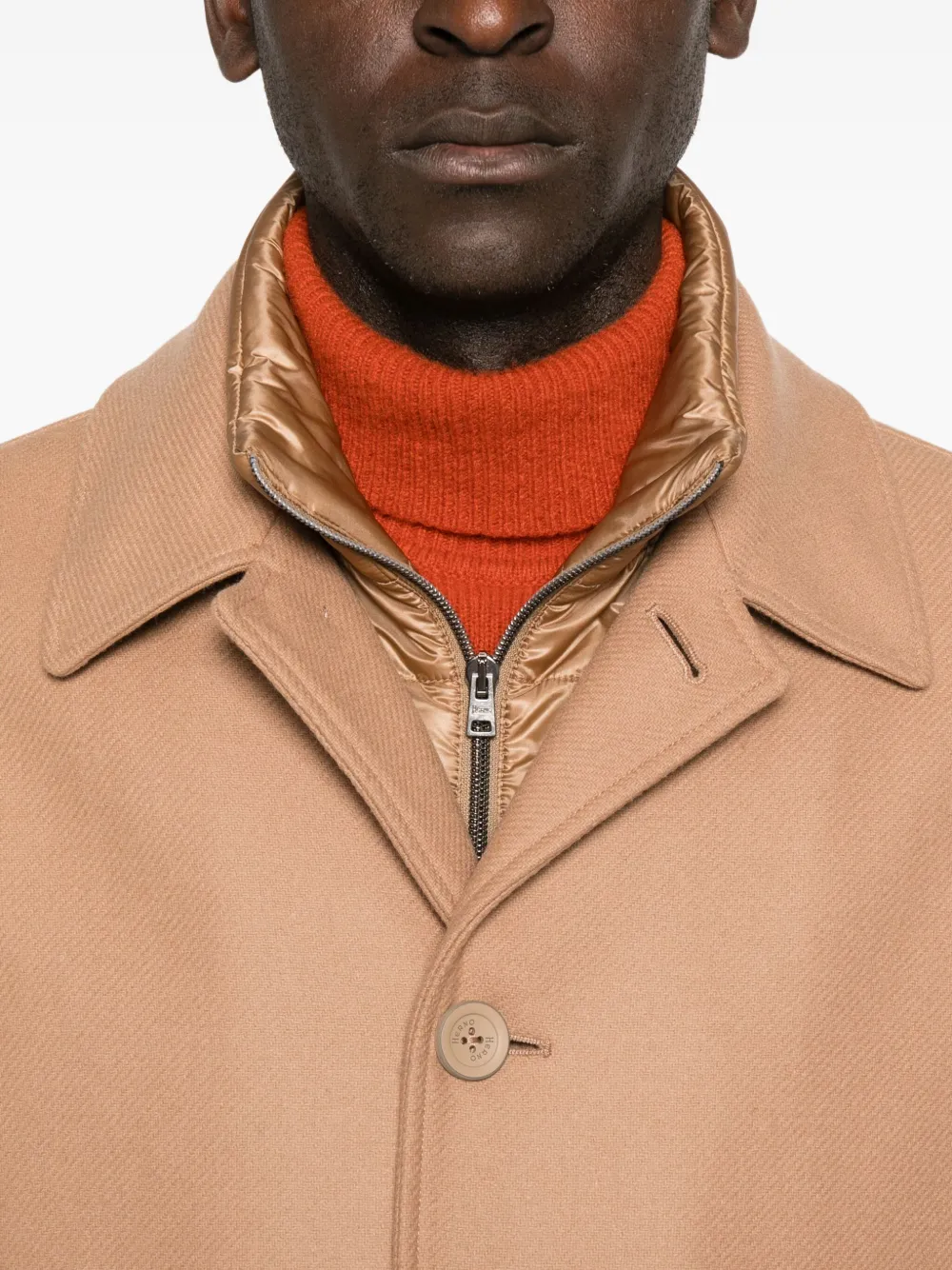 Herno Jas van wolblend met knoopsluiting Bruin