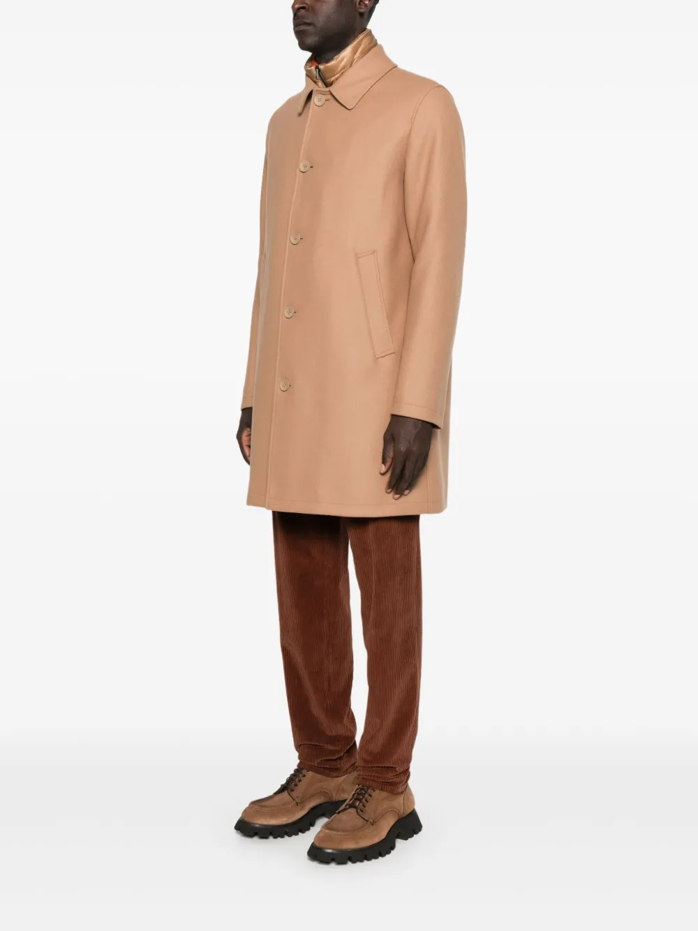 Herno Jas van wolblend met knoopsluiting Bruin