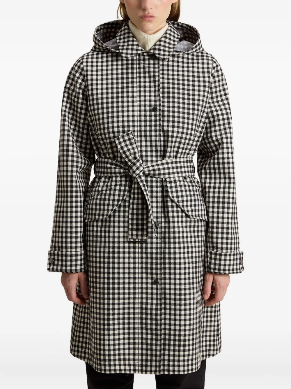 Woolrich Waterbestendige trenchcoat met gingham ruit Zwart