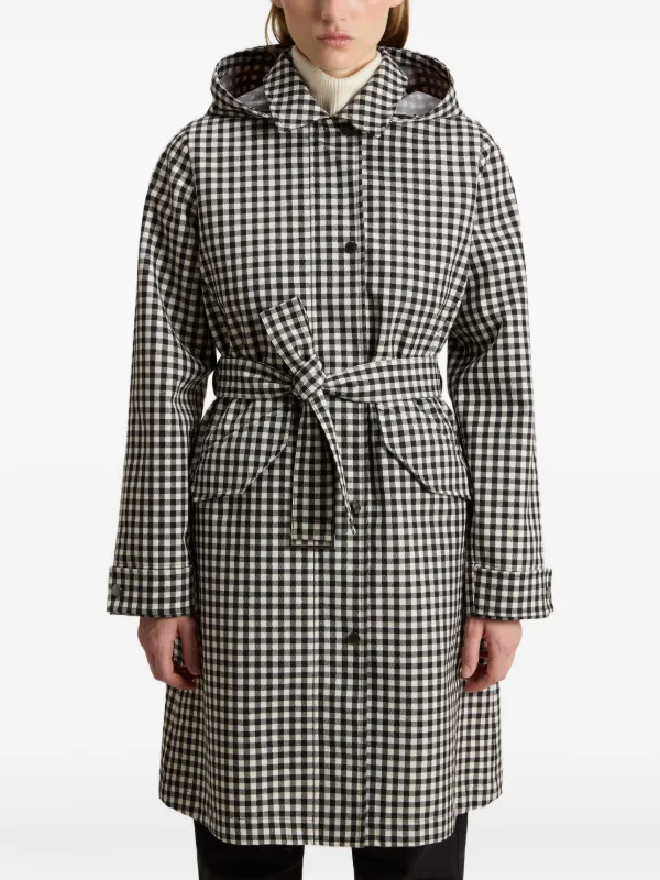 Woolrich Gingham Belted water-resistant Trench Coat | Black